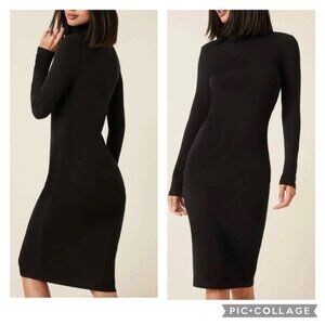 SHEIN BASICS Black Cotton High Neck Solid Bodycon DressSize XL for size 12-14